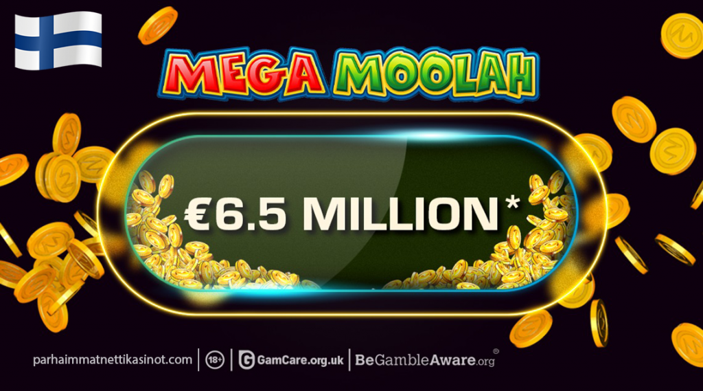 Mega Moolah - Asetti peliin 3,75€ panoksen ja pääsi tuolla bonuspeliin josta poistuminen tapahtui sitten 6 597 136,10 € rikkaampana.